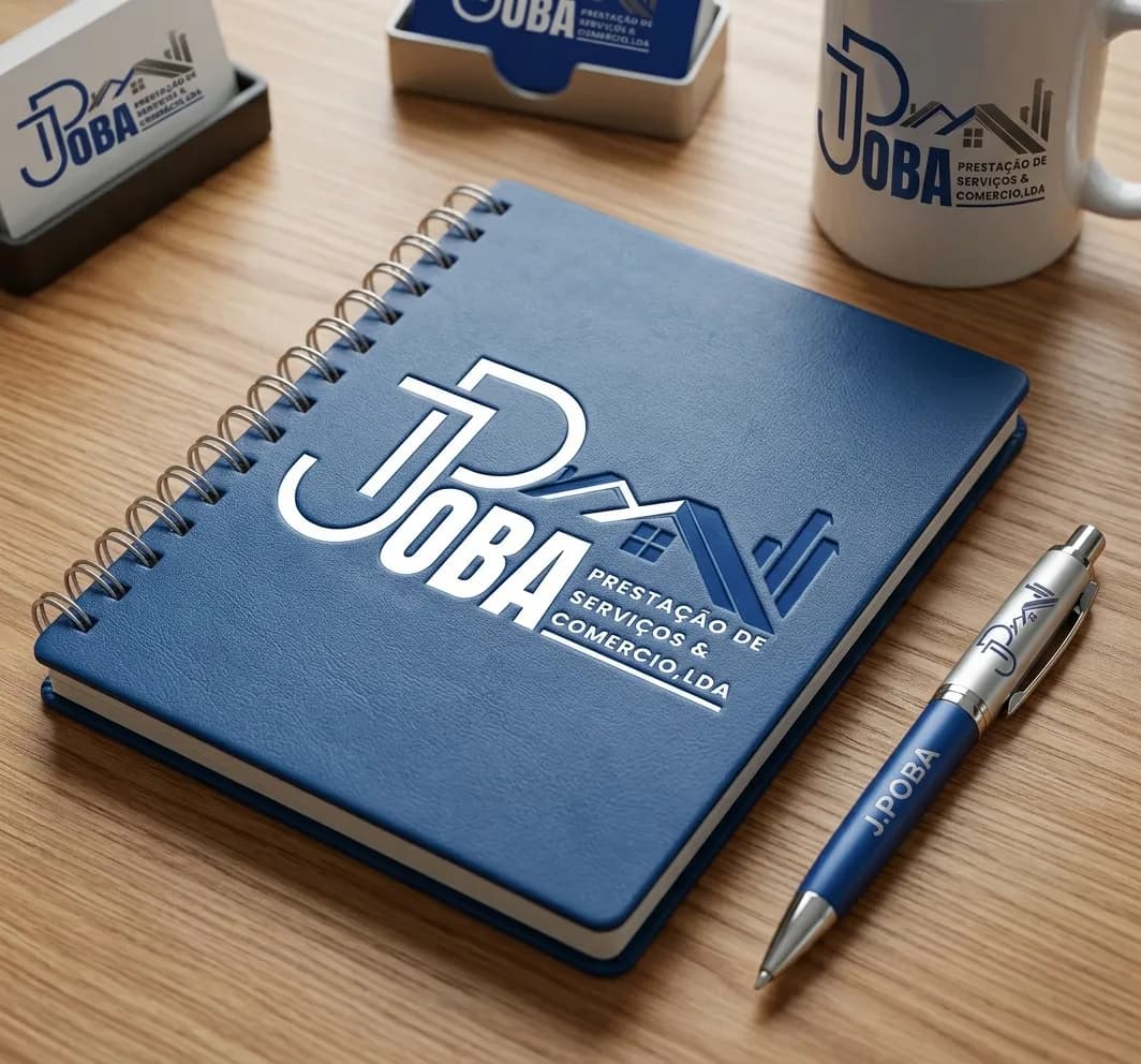 Agenda, caneta e caneca — J.Poba